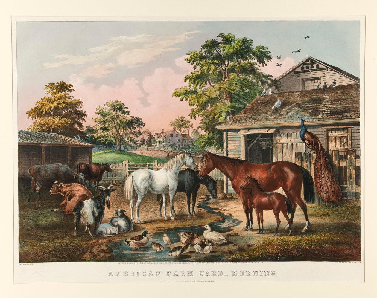 Amerikaanse Boerderij - Ochtend door Currier and Ives