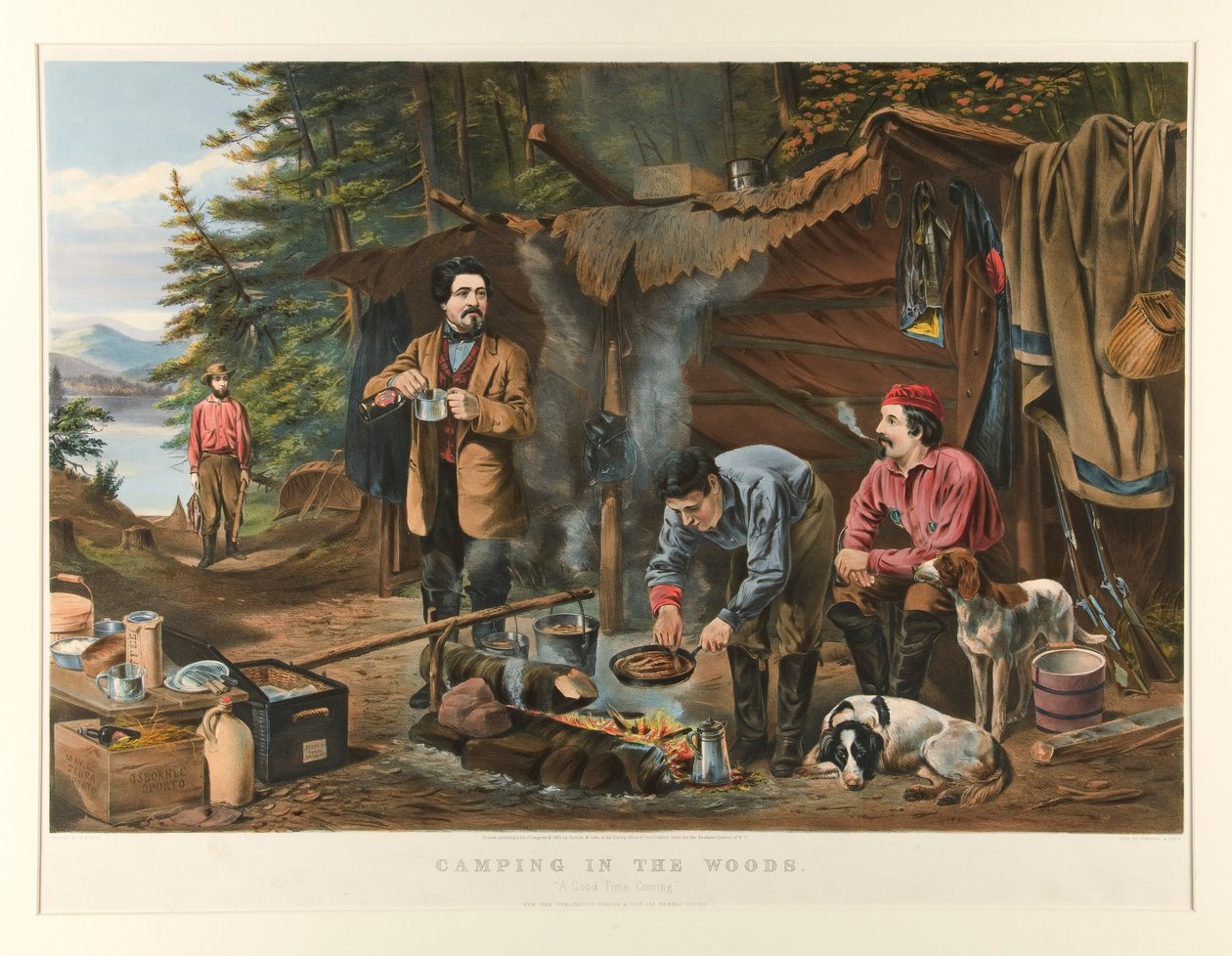 Kamperen in het Bos door Currier and Ives