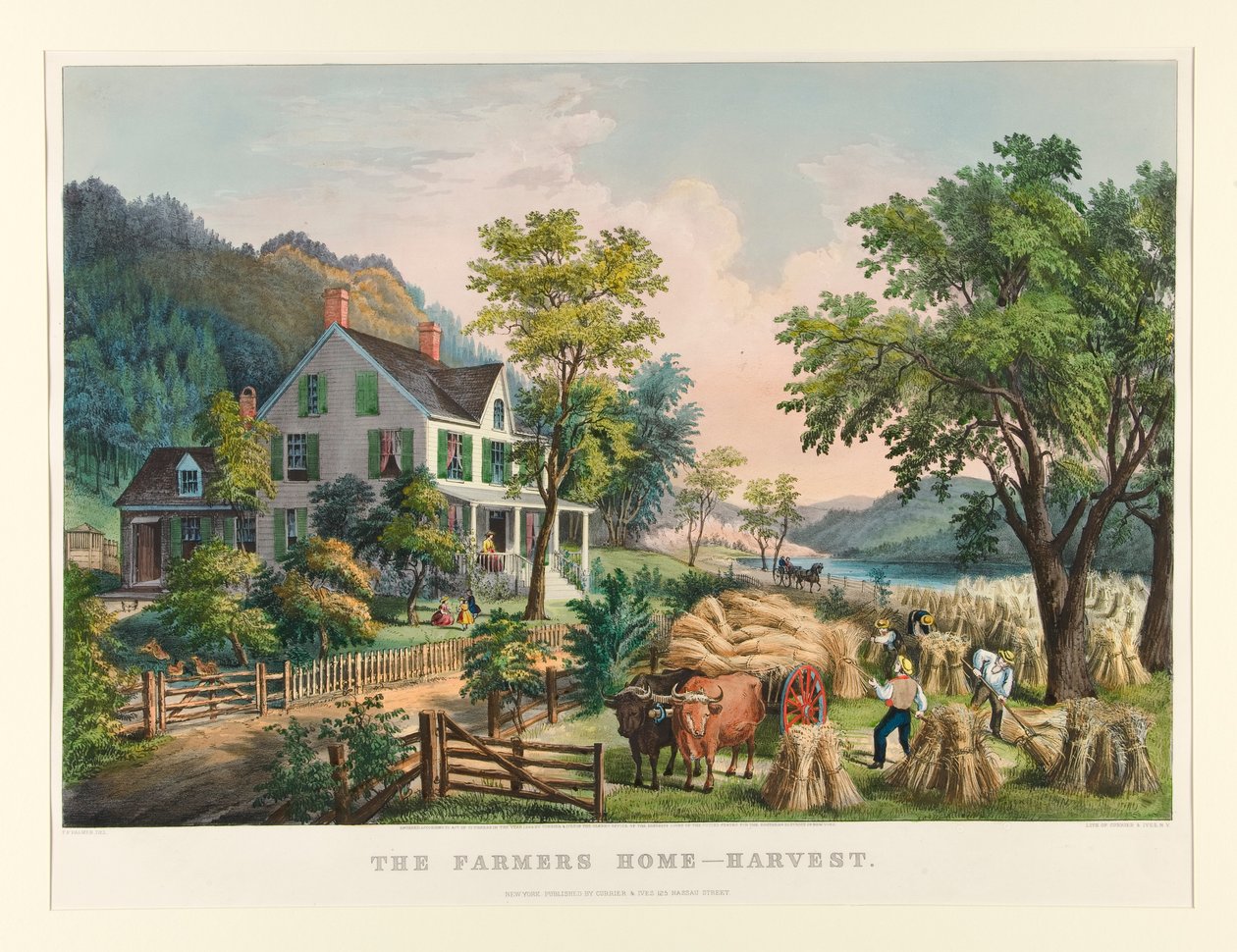 Het Boerenhuis - Oogst door Currier and Ives