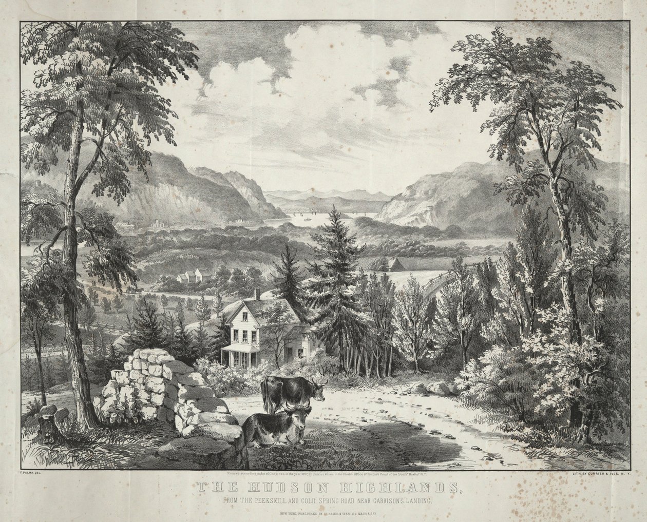 De Hudson Highlands door Currier and Ives