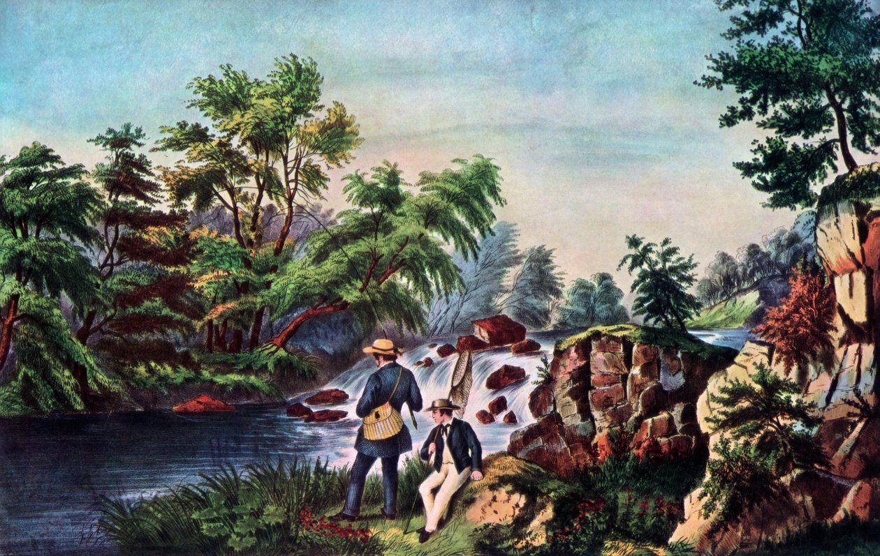 De forellenvijver door Currier and Ives