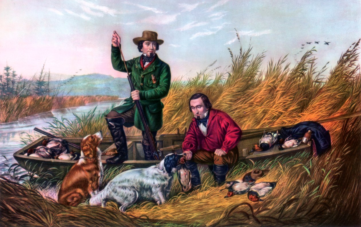 Wilde eendenjacht, 1854 door Currier and Ives
