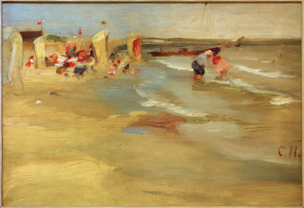 Op het strand van Binz op Rügen door Curt Herrmann