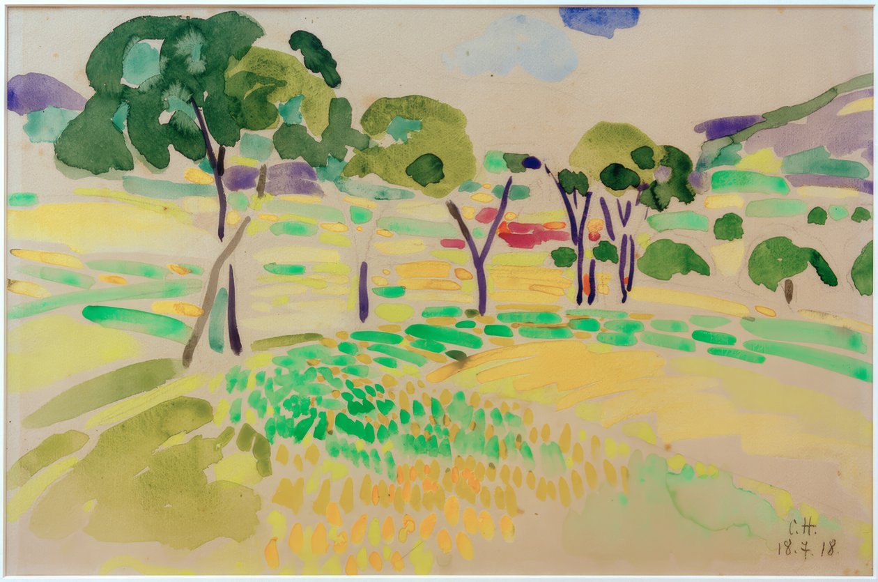 Landschap met bomen bij Pretzfeld door Curt Herrmann