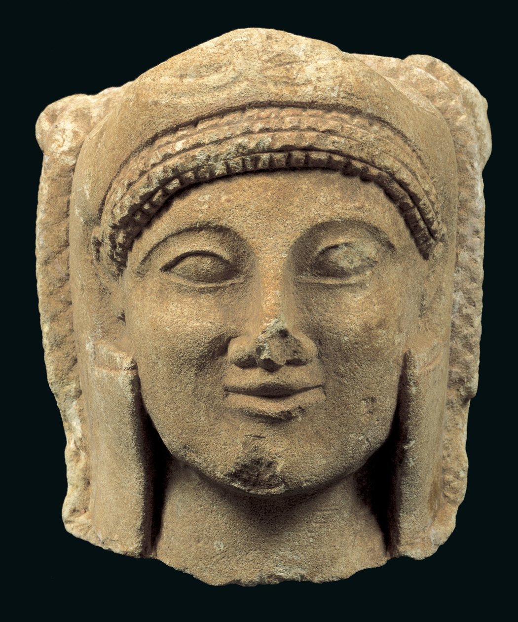 Hoofd van een standbeeld van Herakles, van Cyprus, Cypro-Archaïsche II Periode door Cypriot