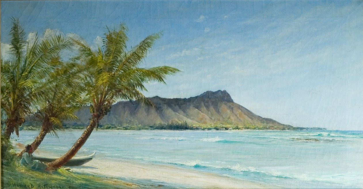 Waikiki Beach in Zonlicht door D. Howard Hitchcock