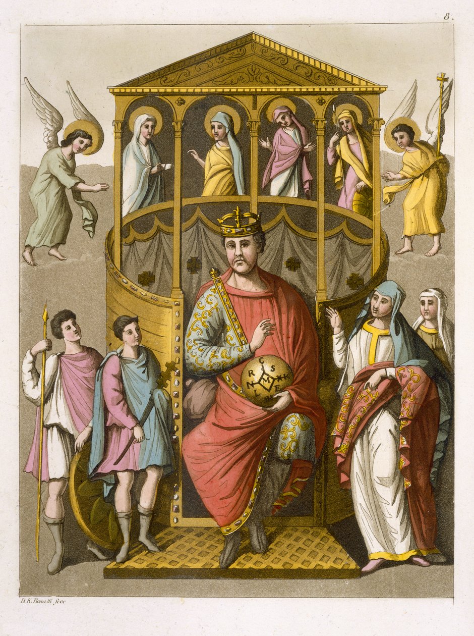 Karel II (823-77) de Kale, naar een manuscript in de Colberg Bibliotheek, plaat 8 uit 