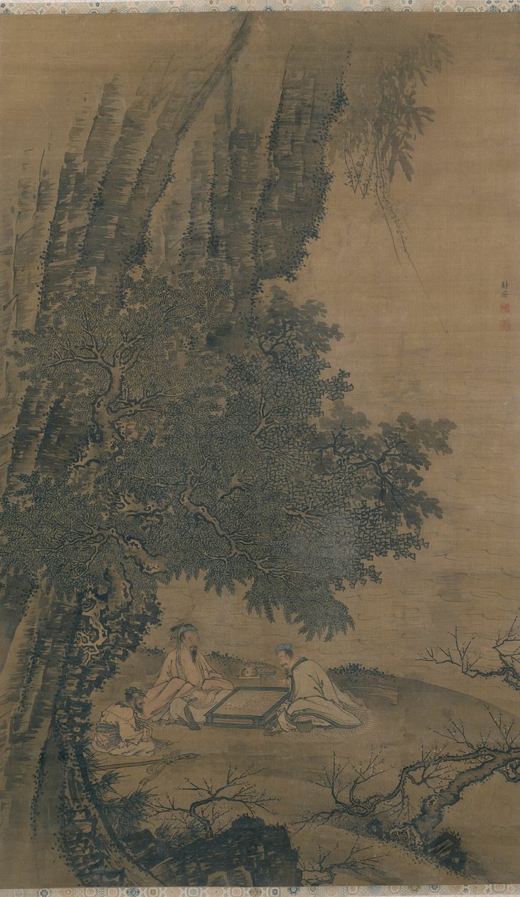 Landschap met Daoïstische onsterfelijken die Weiqi spelen door Dai Jin
