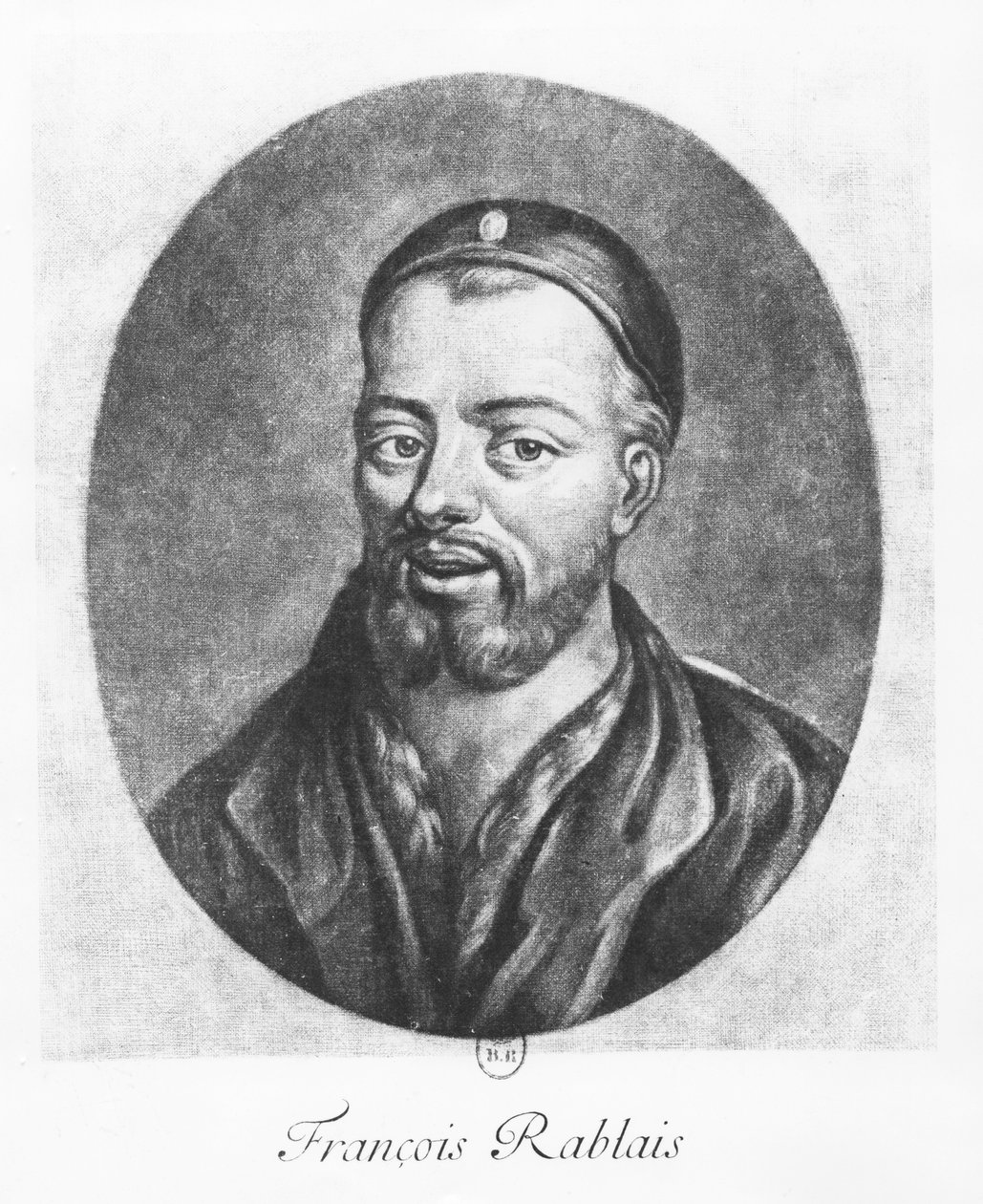 Portret van François Rabelais (gravure) door Daniel I Sarrabat