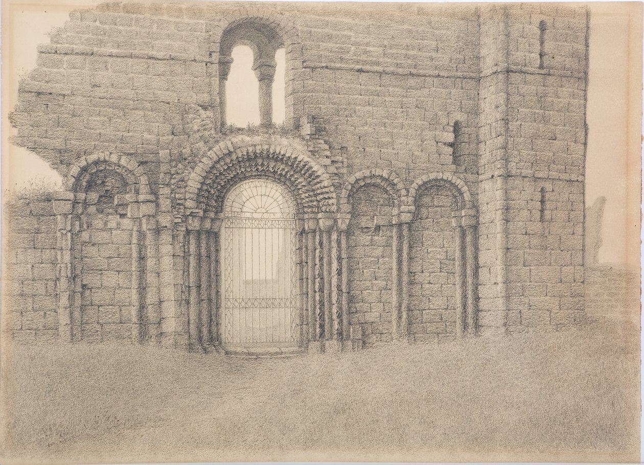 Lindisfarne Priory, Westfront, c.1916 door Daniel Oliver