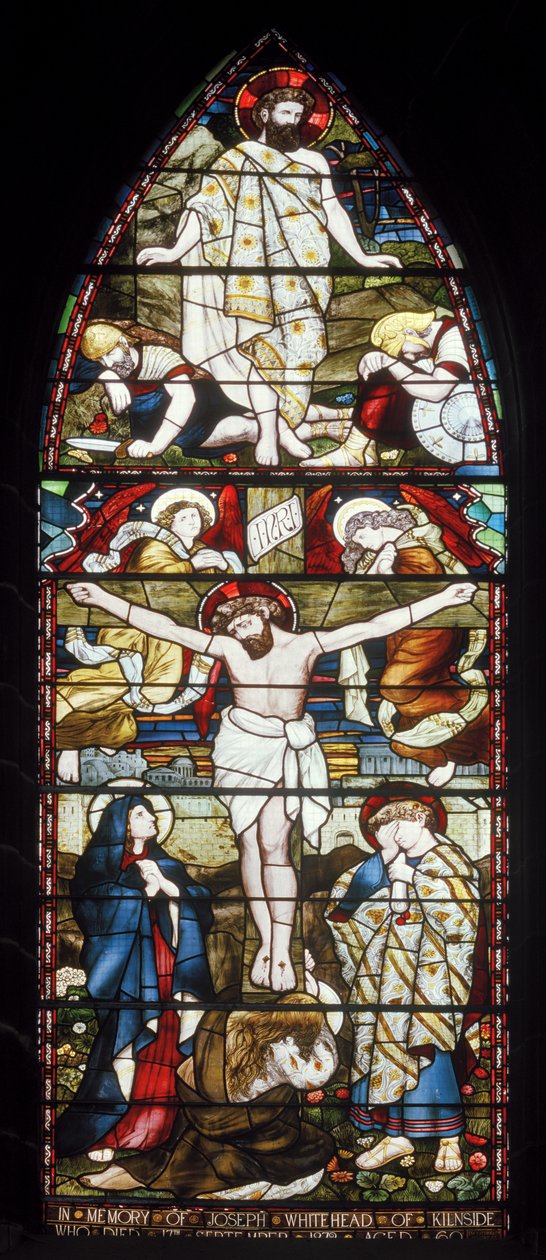 De kruisiging, Paisley Abbey, Cottier & Co door Daniel Cottier