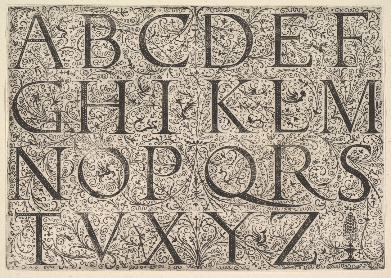 Romeins majuskelschrift, ca. 1520 door Daniel Hopfer