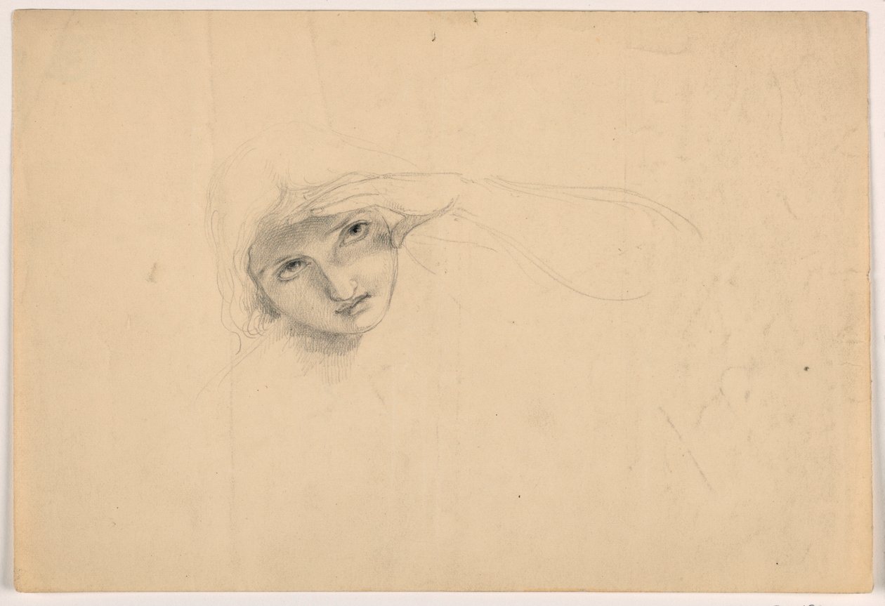 Tekening, Vrouw die haar ogen afschermt, ca. 1844 door Daniel Huntington