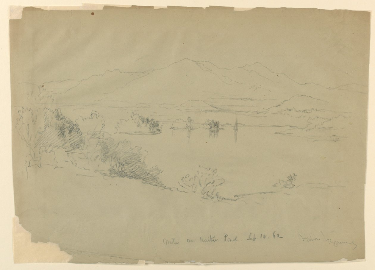 Landschapsschets, Walker Pond, New Hampshire door Daniel Huntington