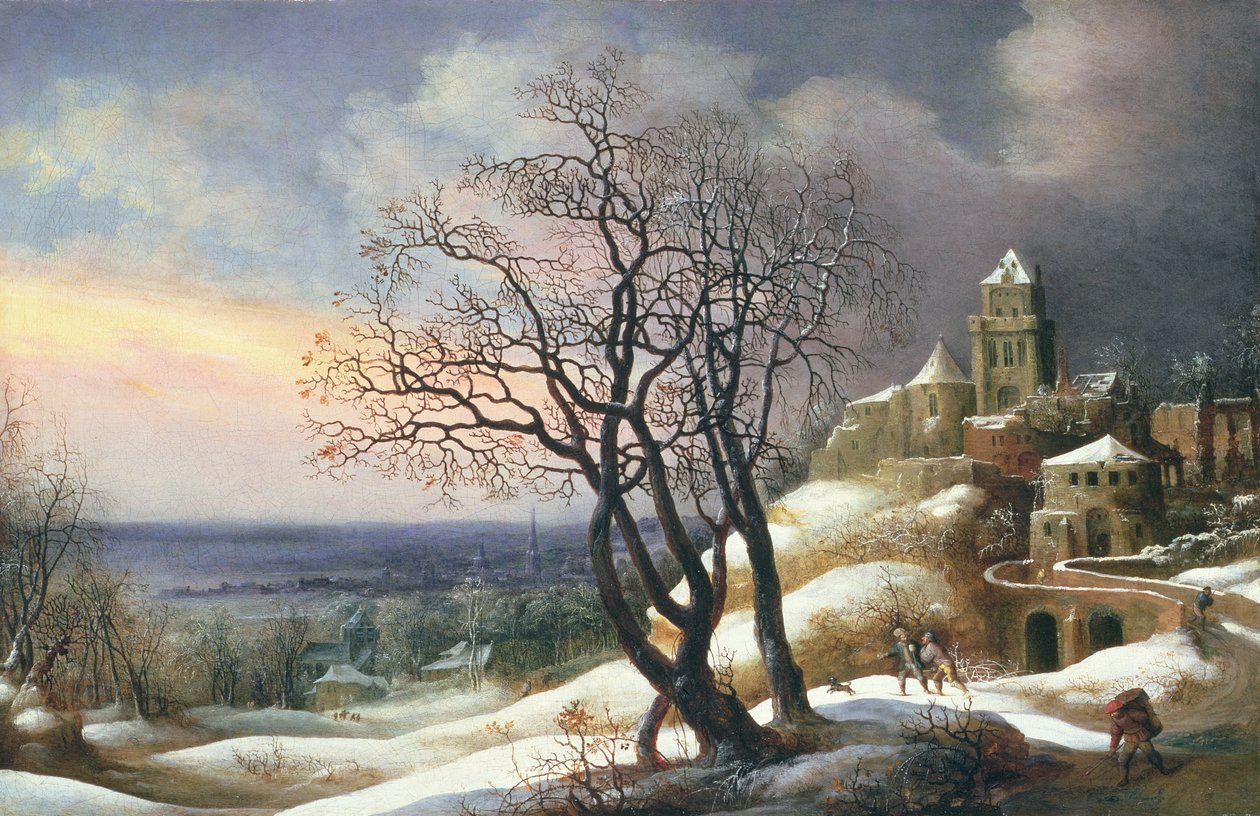 Winterlandschap, 17e eeuw door Daniel van Heil