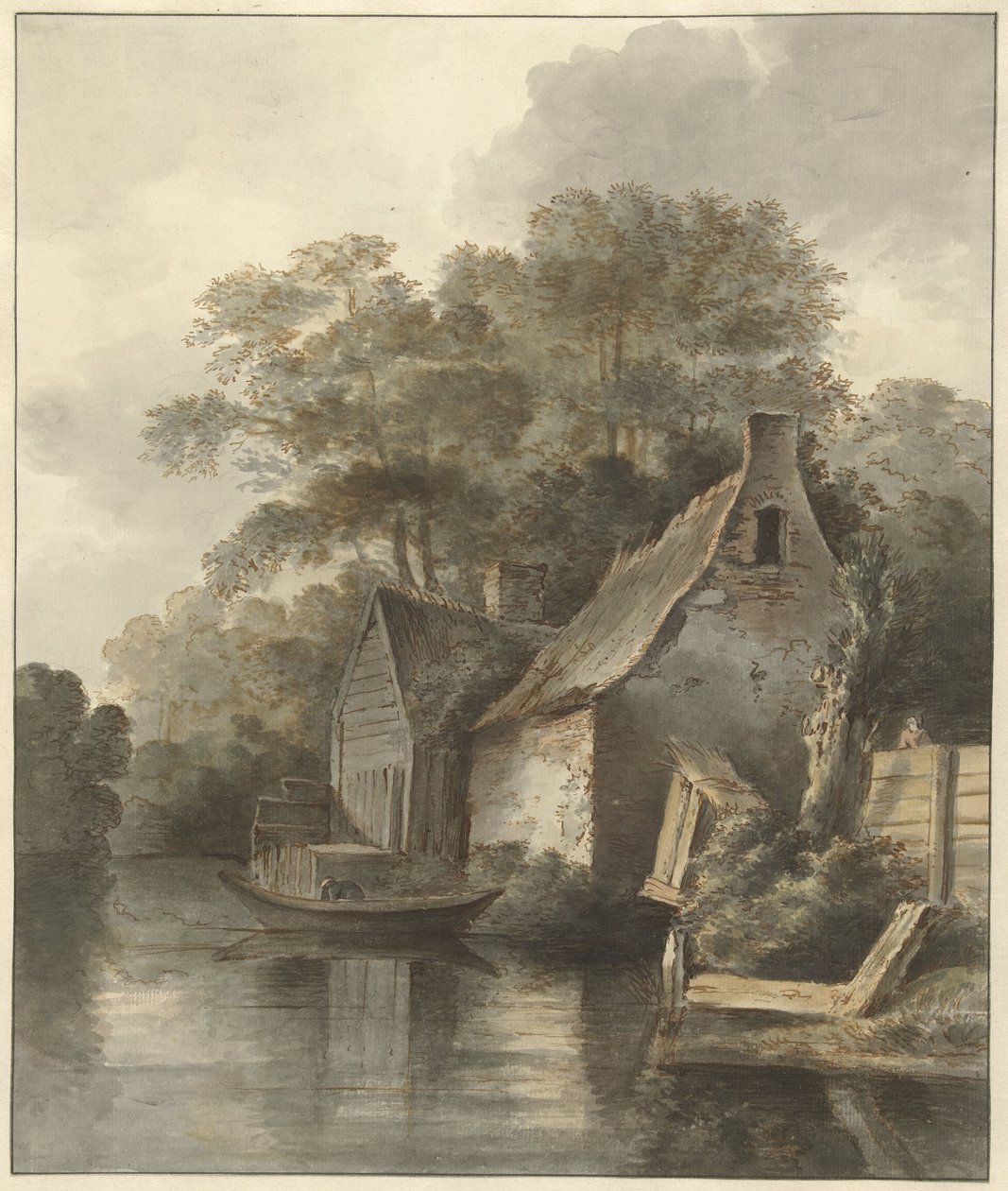 Huizen aan een vaart door Daniël Kerkhoff
