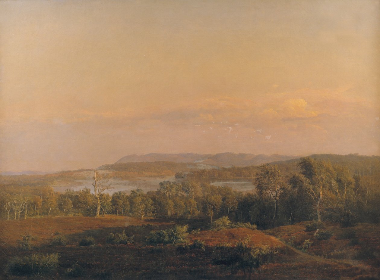Een uitzicht richting Himmelbjerget, Jutland. Avond door Dankvart Dreyer