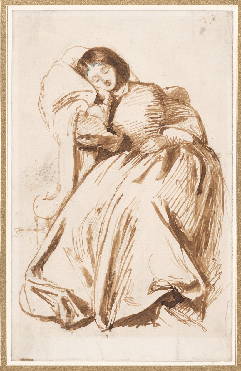 Elizabeth Siddal in een stoel door Dante Gabriel Charles Rossetti
