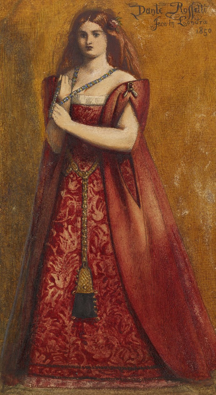 Rosso Vestita (Gekleed in Rood) door Dante Gabriel Charles Rossetti