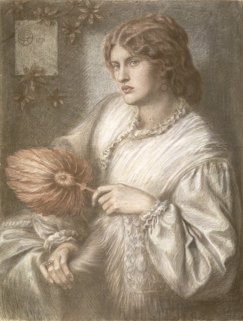 Vrouw met een waaier, 1870 door Dante Gabriel Charles Rossetti