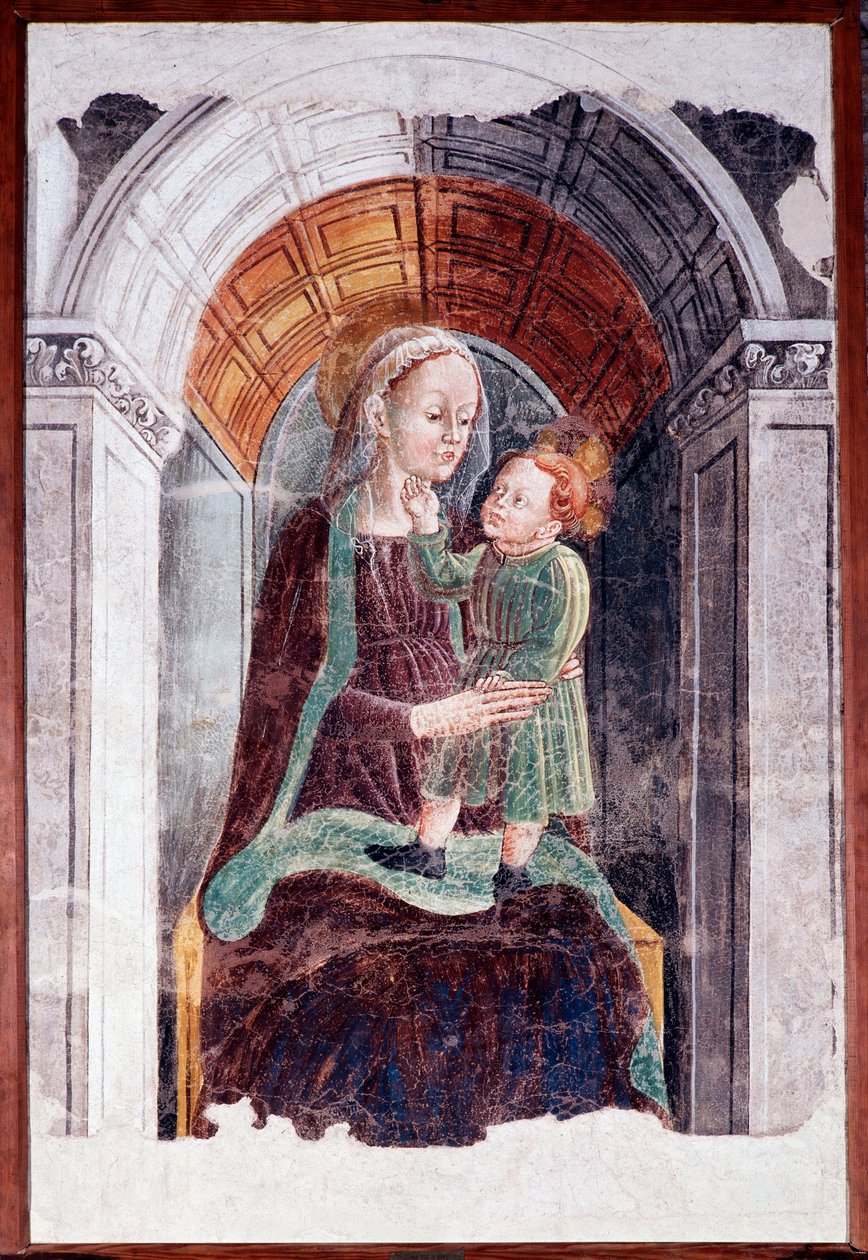 Madonna met kind door Dario da (attr.to) Treviso