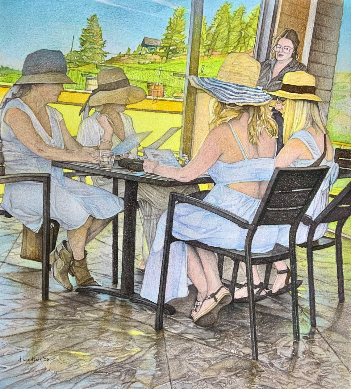 Dames die lunchen, 2023 door Darrell Windjack