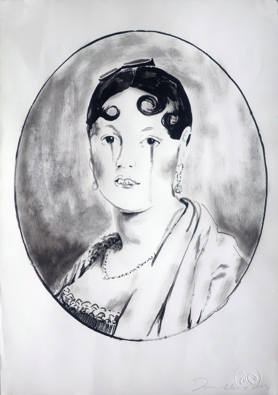 Ingre Meisje 3, 2003 (inkt op papier) door Darren Coffield