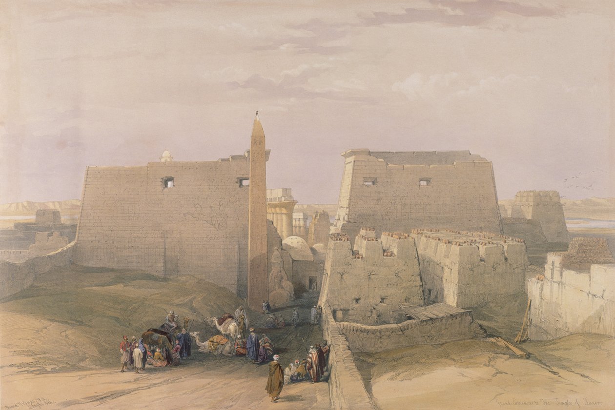 Grote ingang van de Tempel van Luxor, uit Egypte en Nubië, Vol.1 door David Roberts