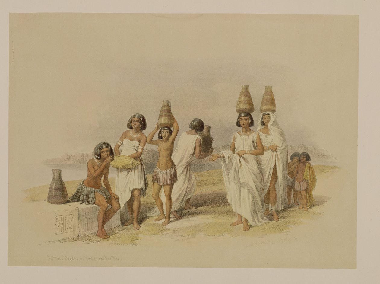 Nubische vrouwen bij Kortie aan de Nijl, uit Egypte en Nubië, Vol.1 door David Roberts