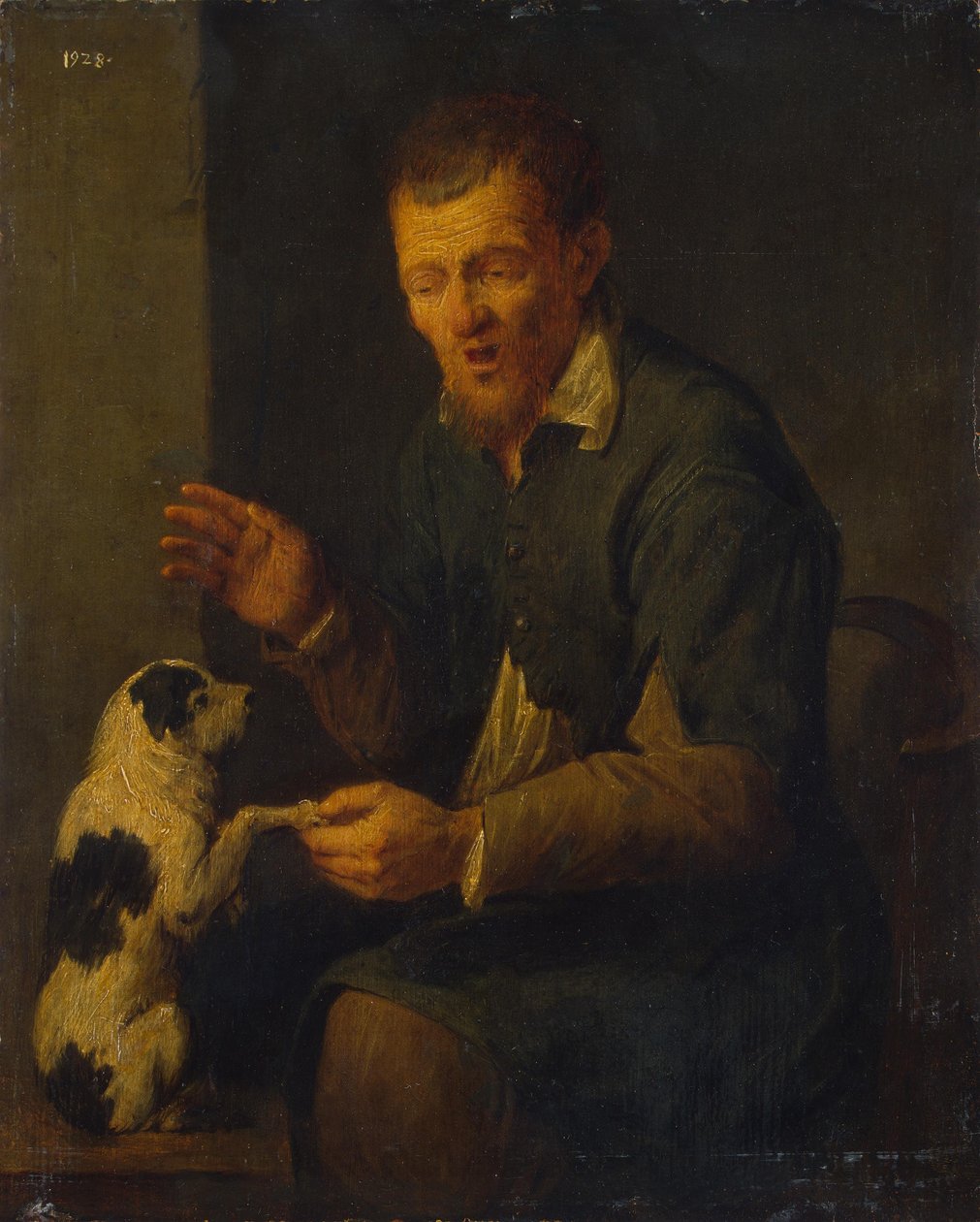 Boer met een hond door David Ryckaert