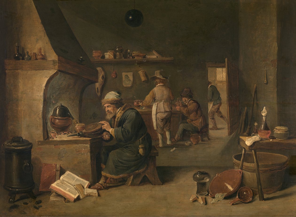 Alchemist door David Teniers the Younger