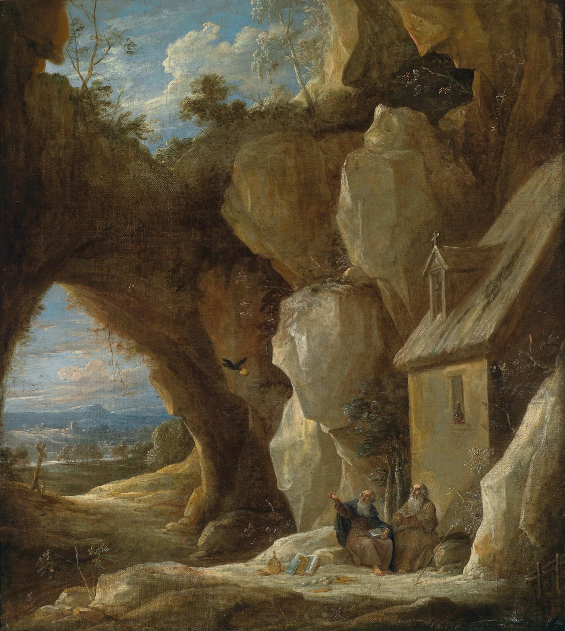 De heiligen Antonius en Paulus in de woestijn door David Teniers the Younger