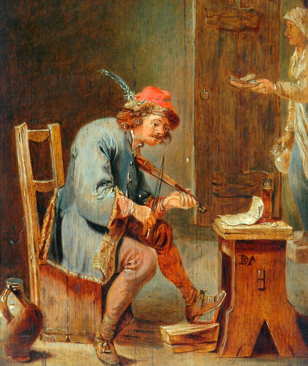 Man die een viool speelt, 1800-50 door David Teniers the Younger