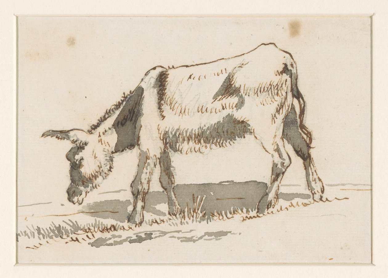 Grazende ezel, van links door David Alphonse de Sandoz Rollin
