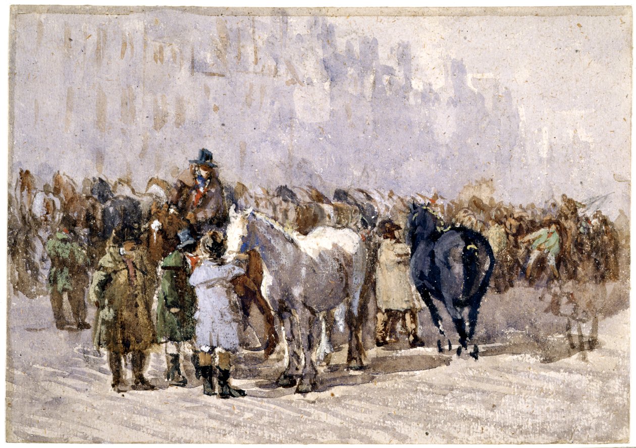 De Paardenmarkt van Birmingham, ca. 1841-49 door David Cox