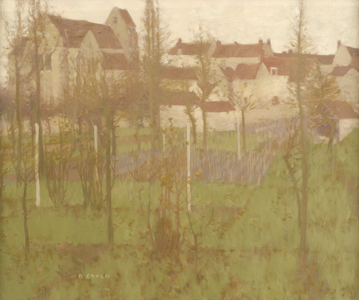 Grez vanaf de rivier, c.1896 door David Gauld