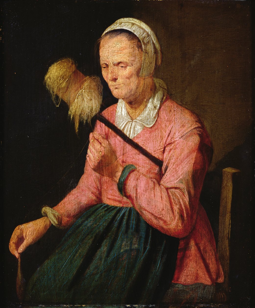 Vrouw met spinrok door David III Ryckaert