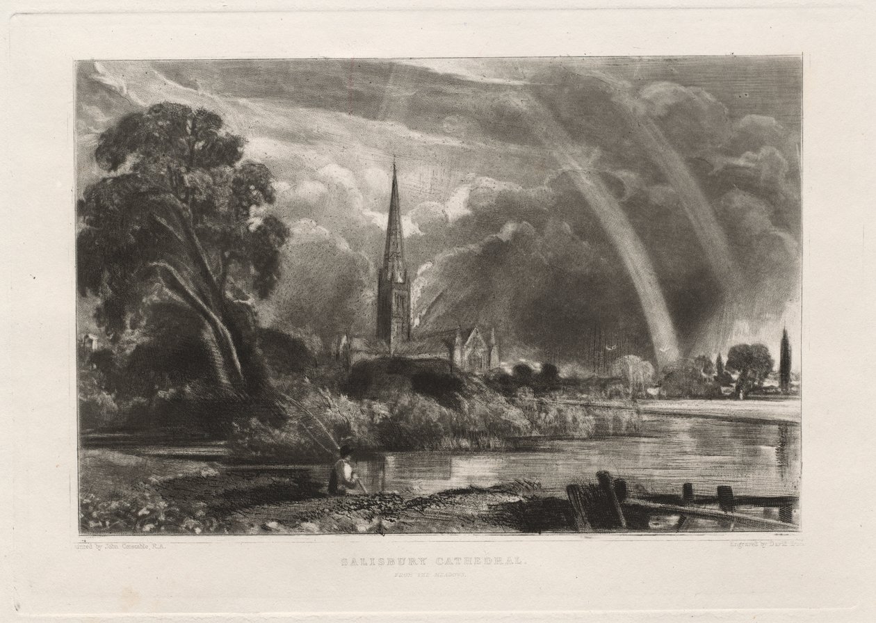 Kathedraal van Salisbury vanuit de Weiden (Kleine Plaat) door David Lucas