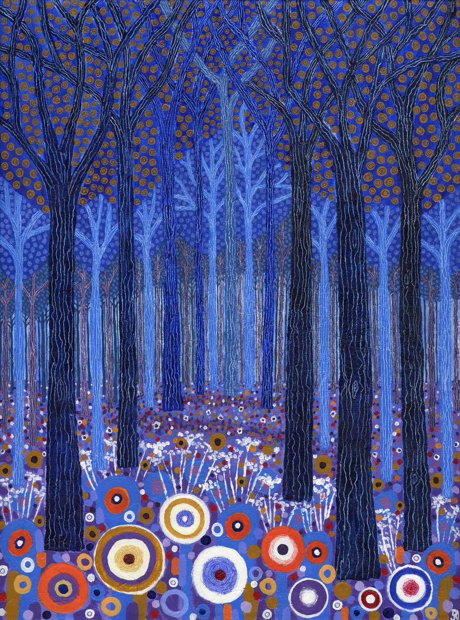 Blauw bos, 2011 (acrylverf op doek) door David Newton