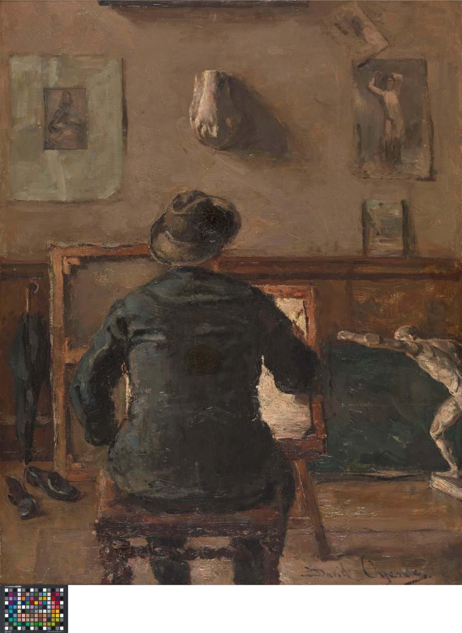 De kunstenaar in zijn atelier door David Oyens
