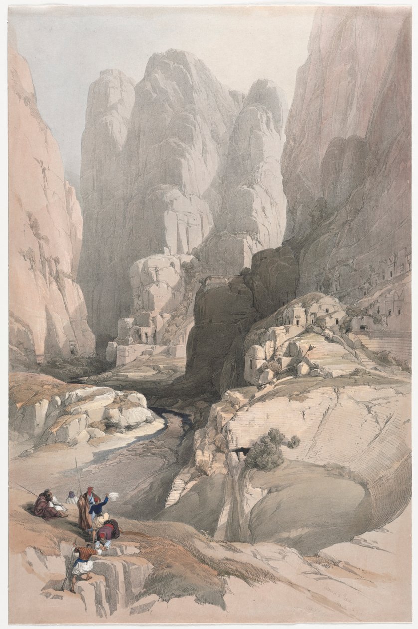 Ingang naar Petra, het Theater, 1839 door David Roberts