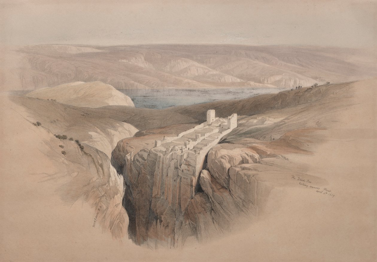 De Dode Zee richting Moab, 1839 door David Roberts