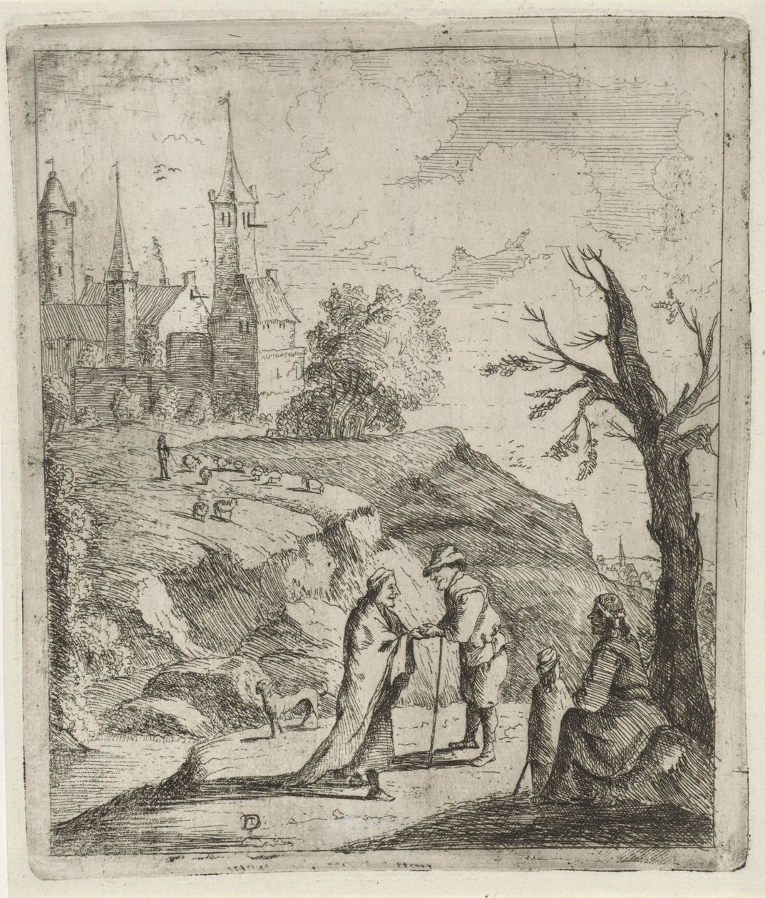 Landschap met waarzegster door David Teniers (II)
