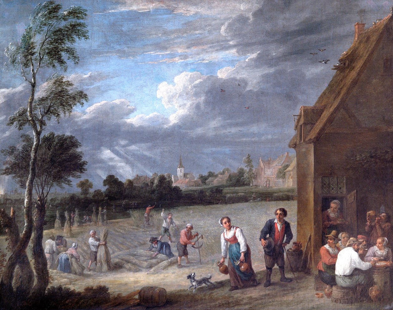 Een oogsttafereel door David Teniers II