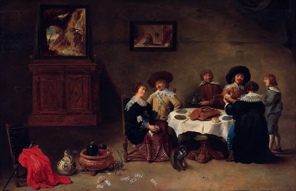 Een bedrijf per maaltijd door David Teniers the Younger