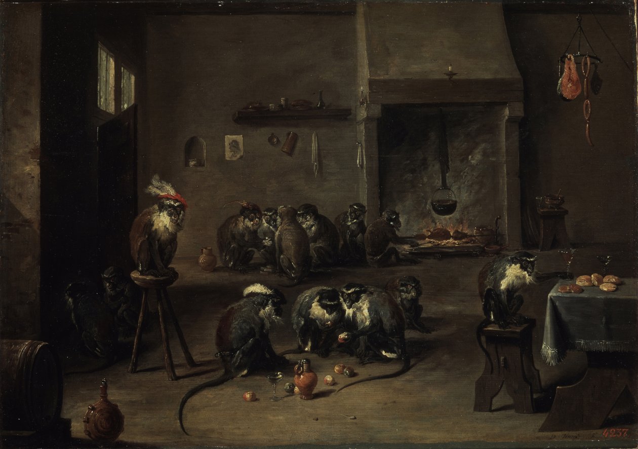 Apen in de Keuken door David Teniers the Younger