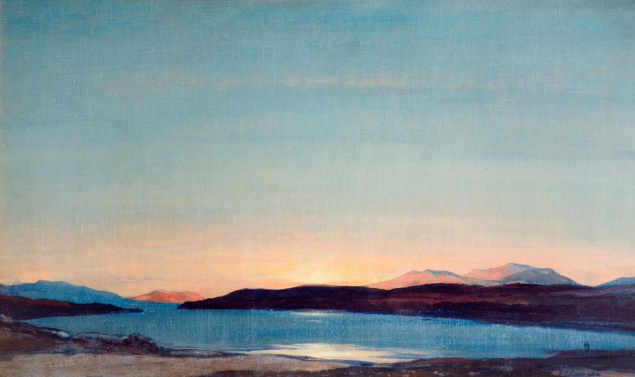 Zonsondergang, Loch Rannoch, 1923 door David Young Cameron