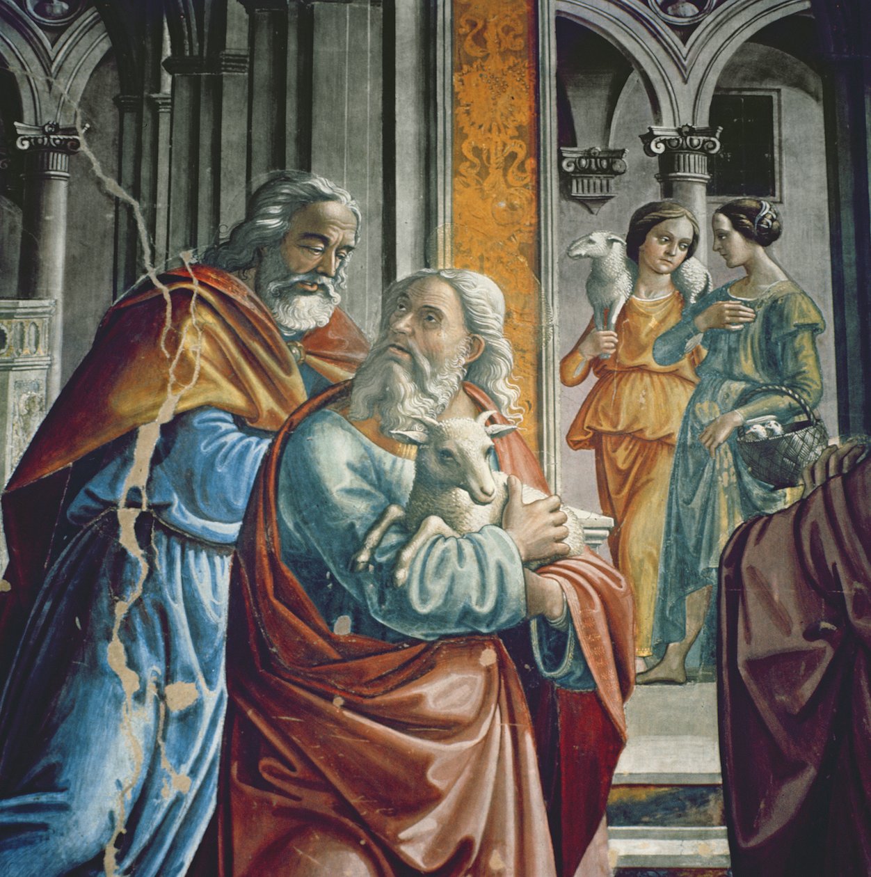 De verdrijving van Joachim uit de tempel (detail) door Domenico Ghirlandaio
