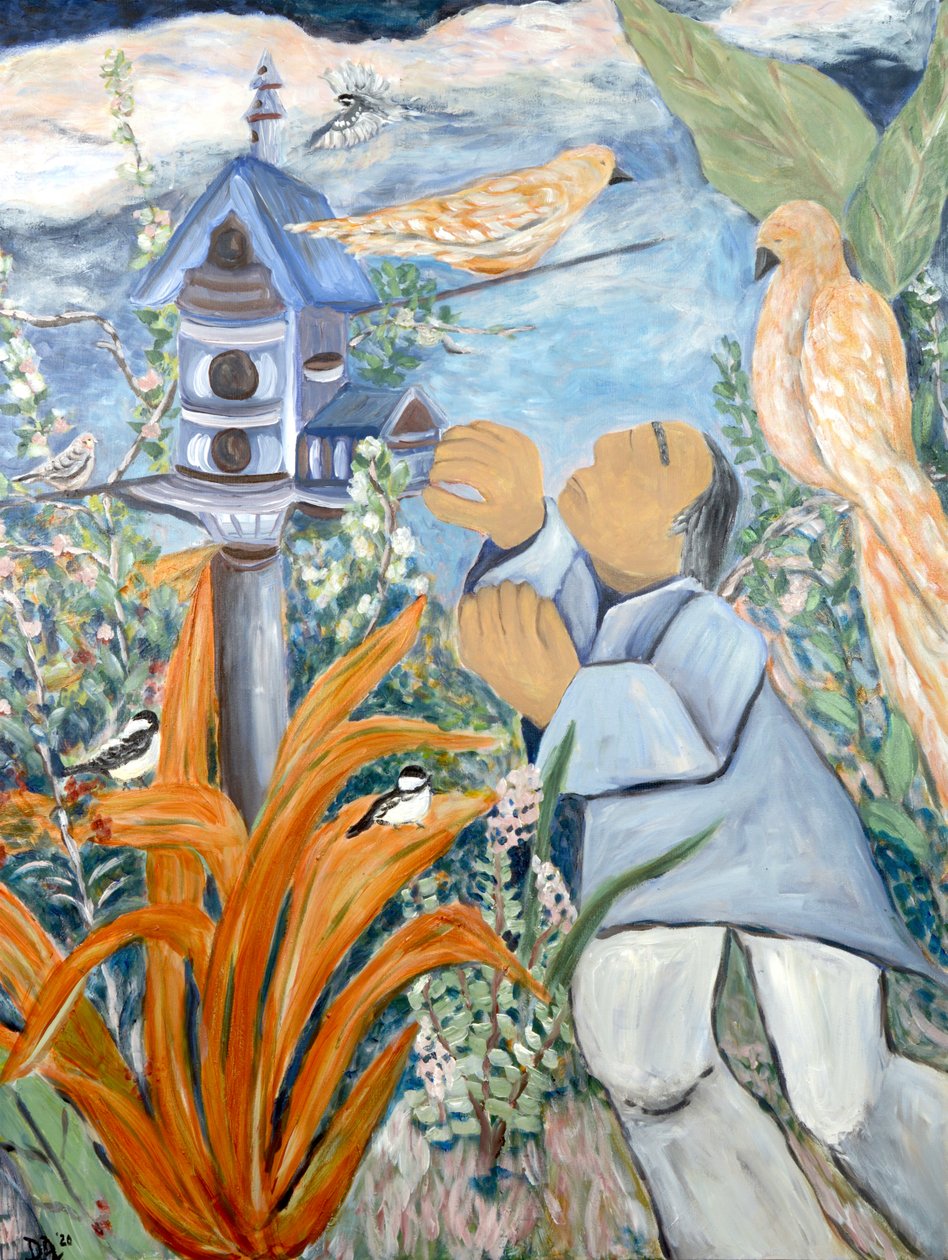 BirdMan, 2020 (acrylverf op doek) door Deborah Eve Alastra