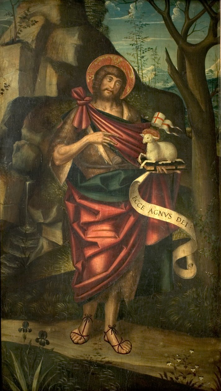 Sint Johannes de Doper in de wildernis (recto), ca. 1520 door Defendente Ferrari